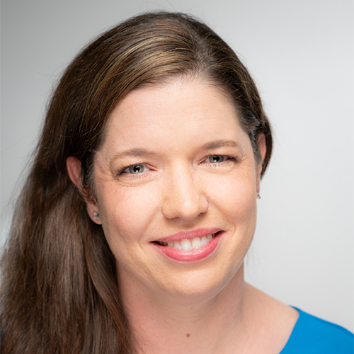 Headshot of Dr. Jessica Koebbe, Adjunct Instructor in Music - Piano at William Jewell College, smiling in a bright blue top.