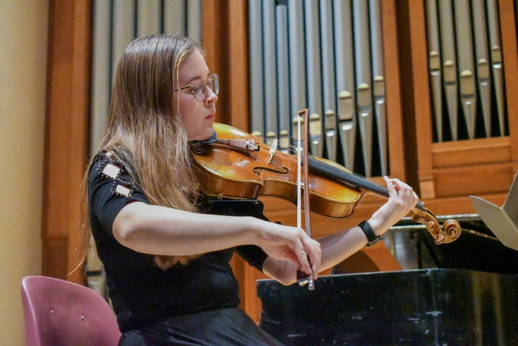 Student plays the violin