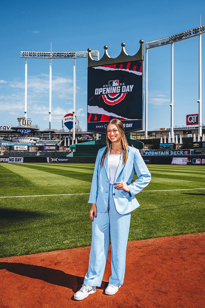 Intern standing on KC Royals baseball field