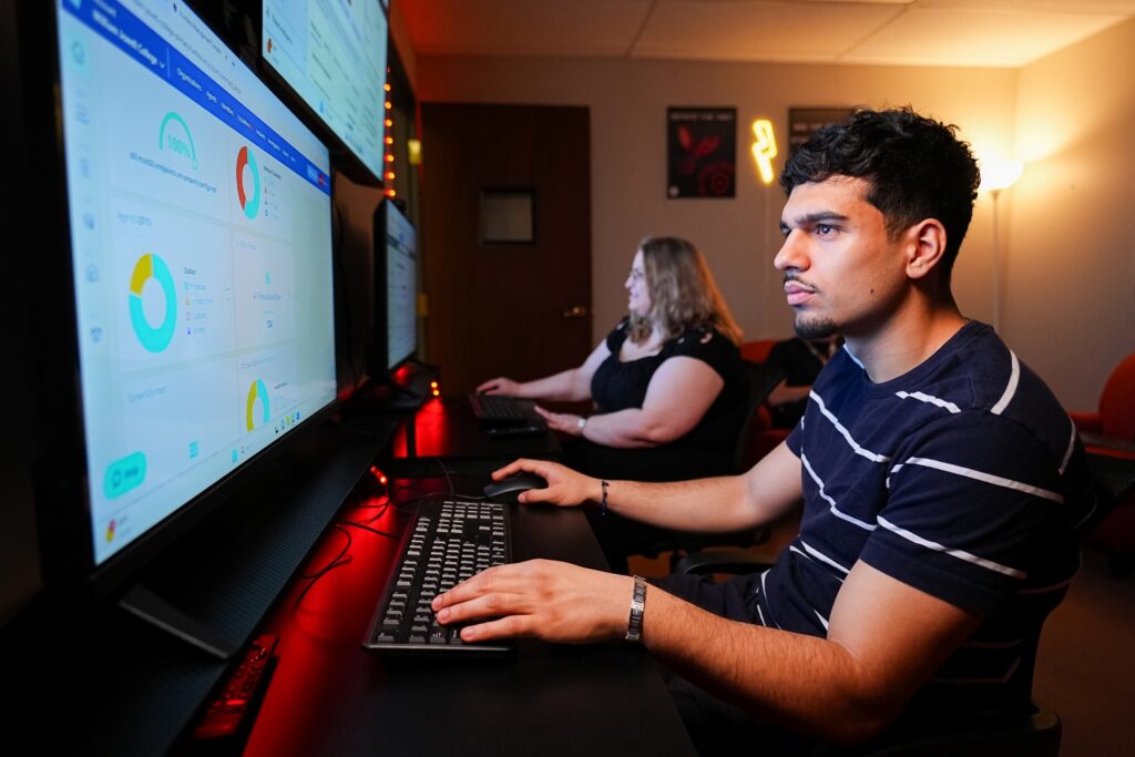 Cyber student uses computer