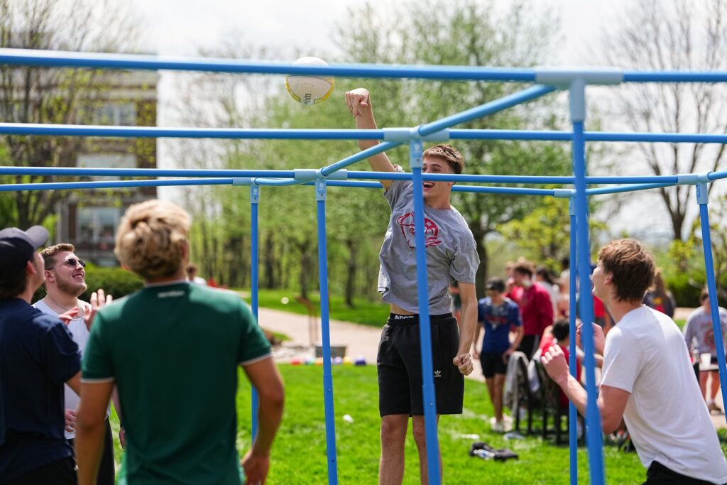 Guys playing nine square