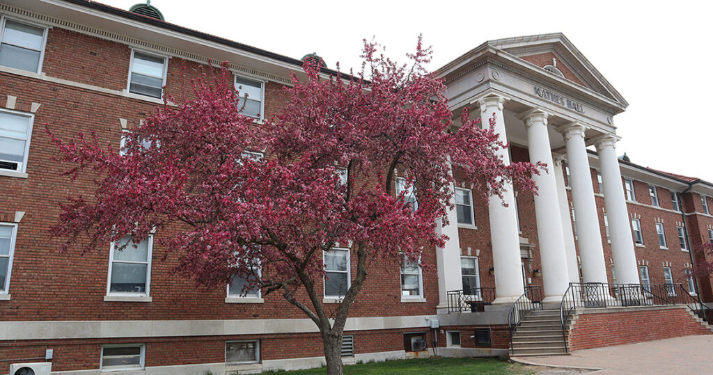 Exterior of first-year residence hall, Mathes