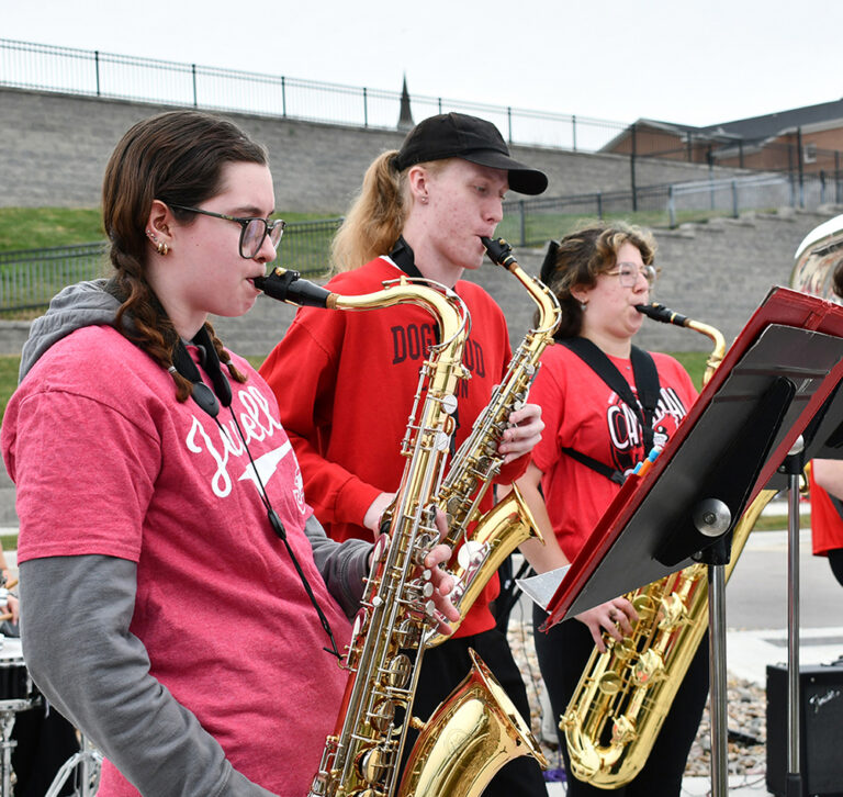 jazz band playing at homecoming tailgate