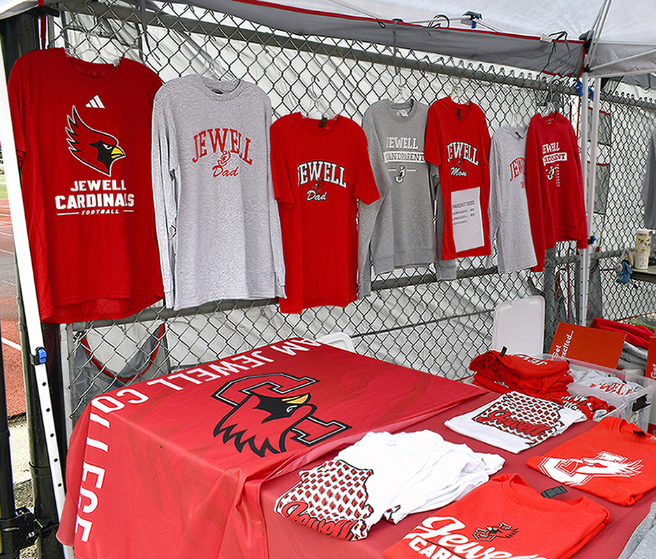 Jewell T-shirts on display at popup apparel store